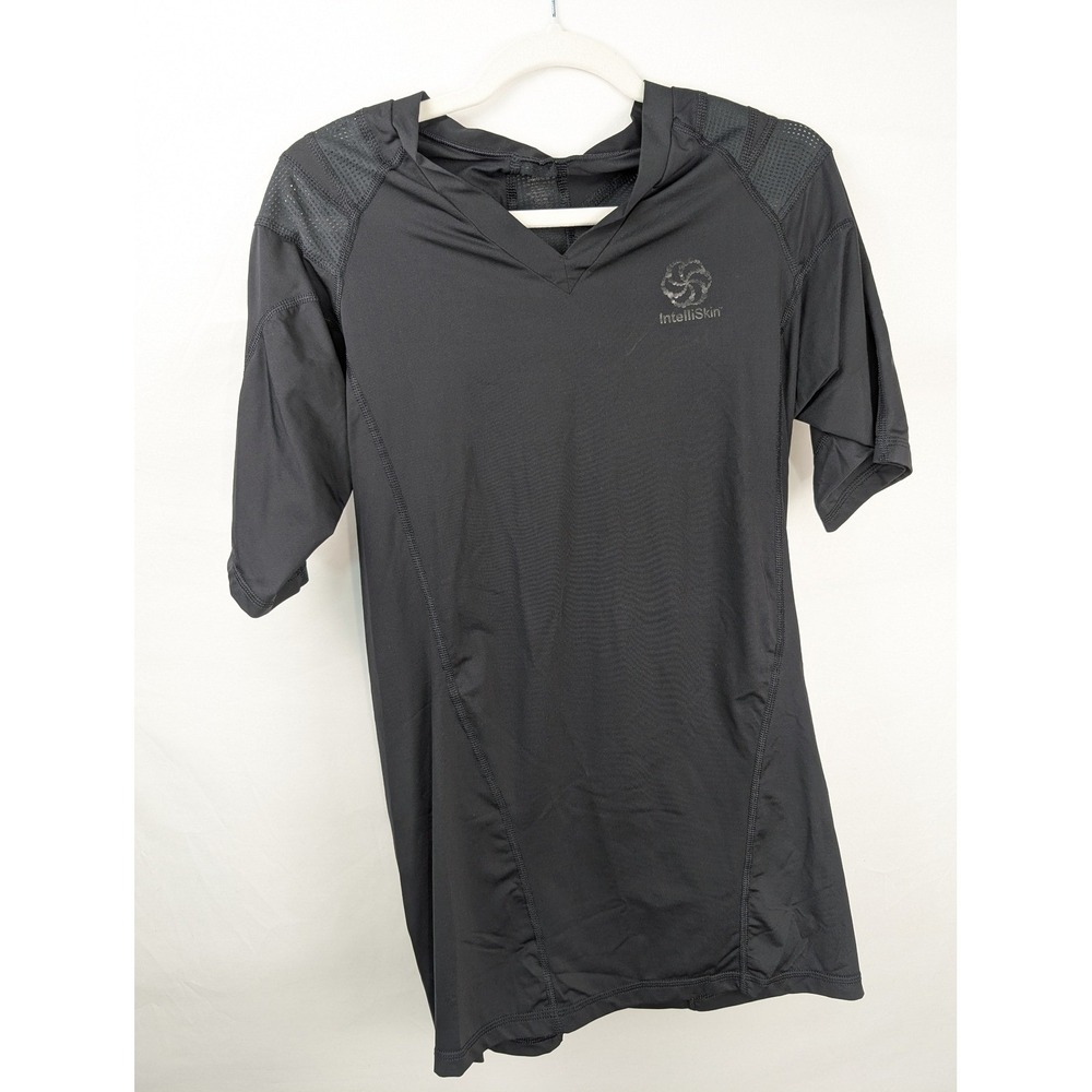 IntelliSkin Mens Posture Shirt Size L Black Compression Short Sleeve Activewear